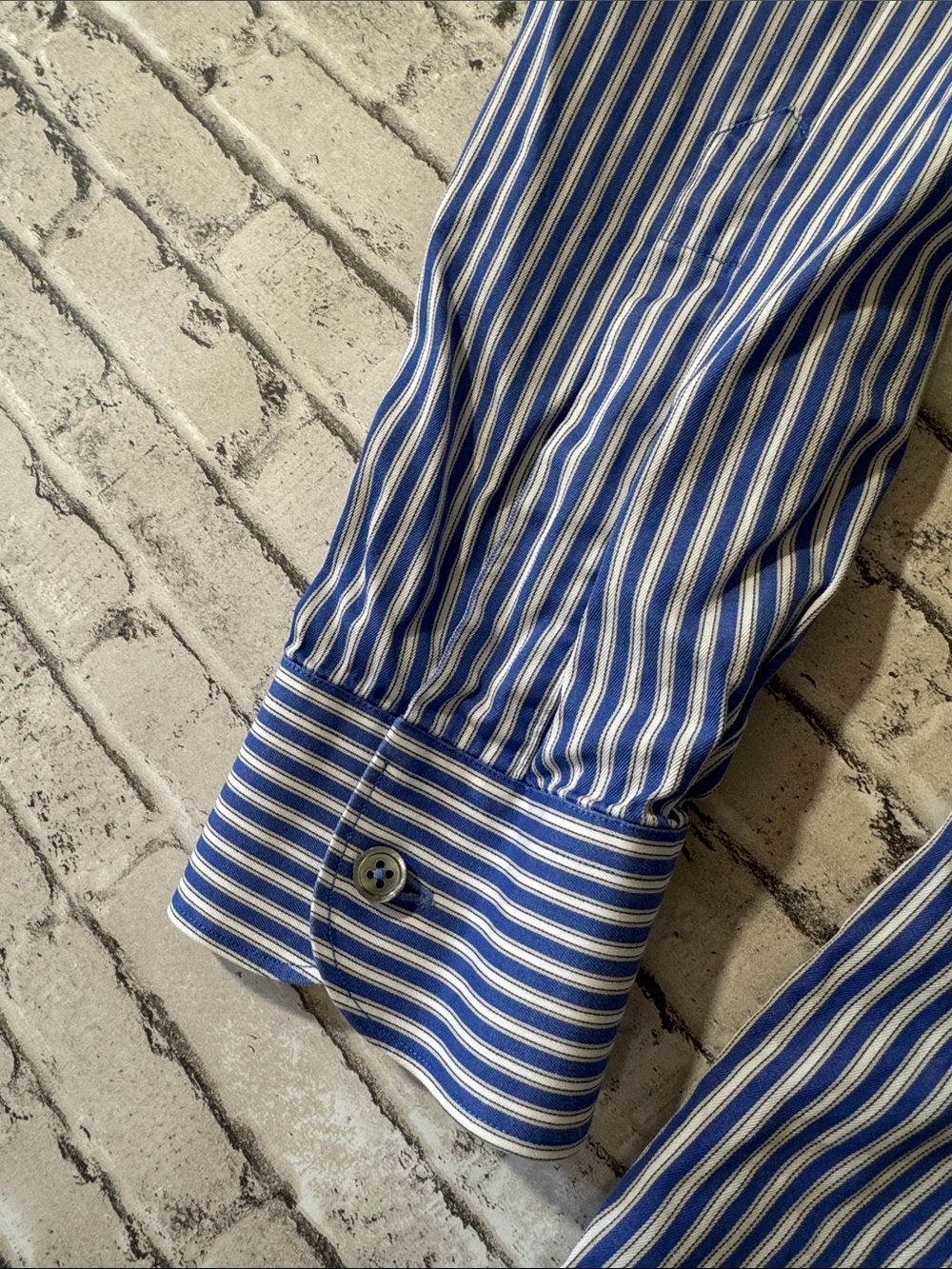 Ermenegildo Zegna mens 2XL XXL blue stripe button up casual shirt - Picture 4 of 6